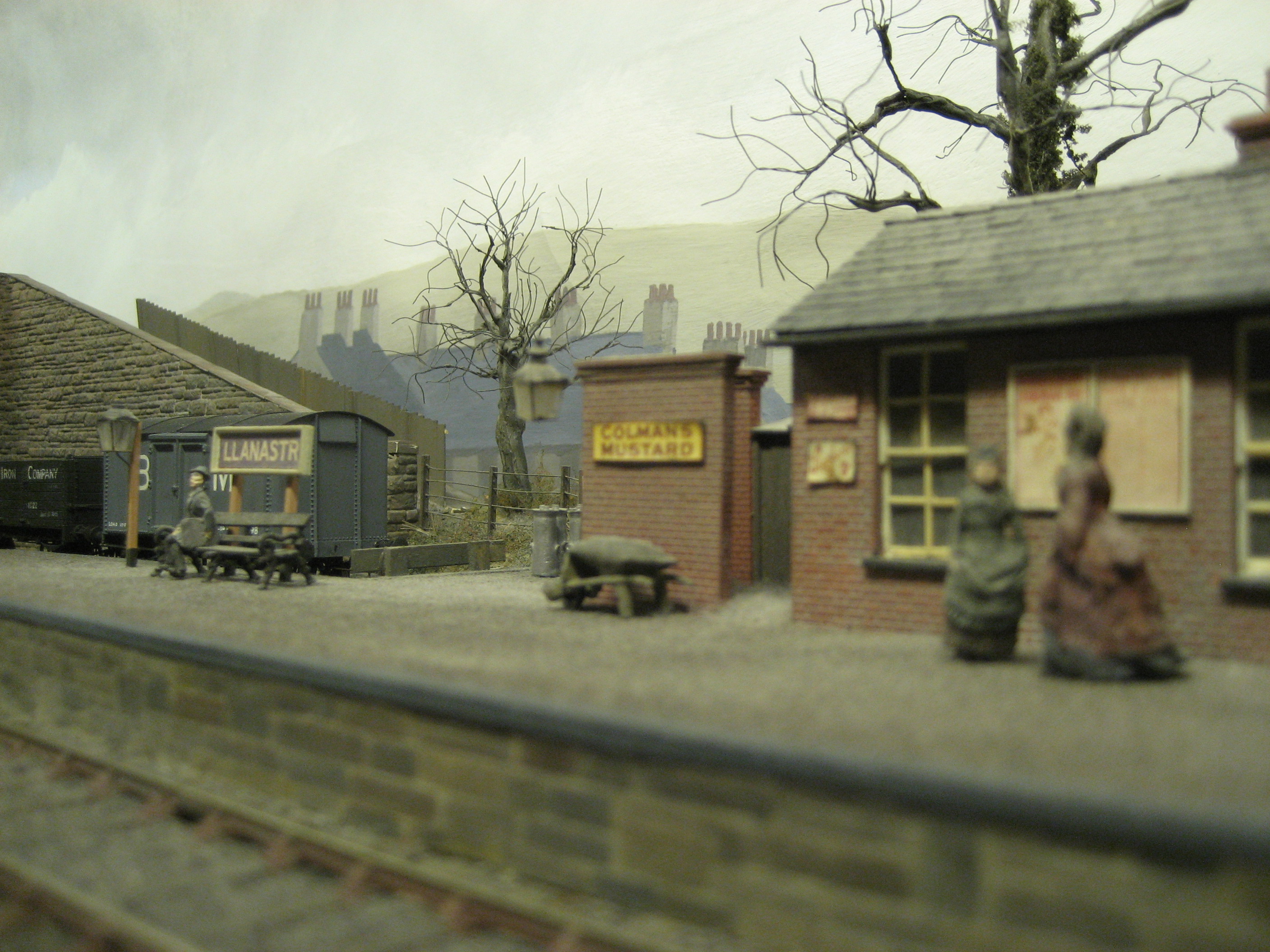 Llanastr station with village houses in the background