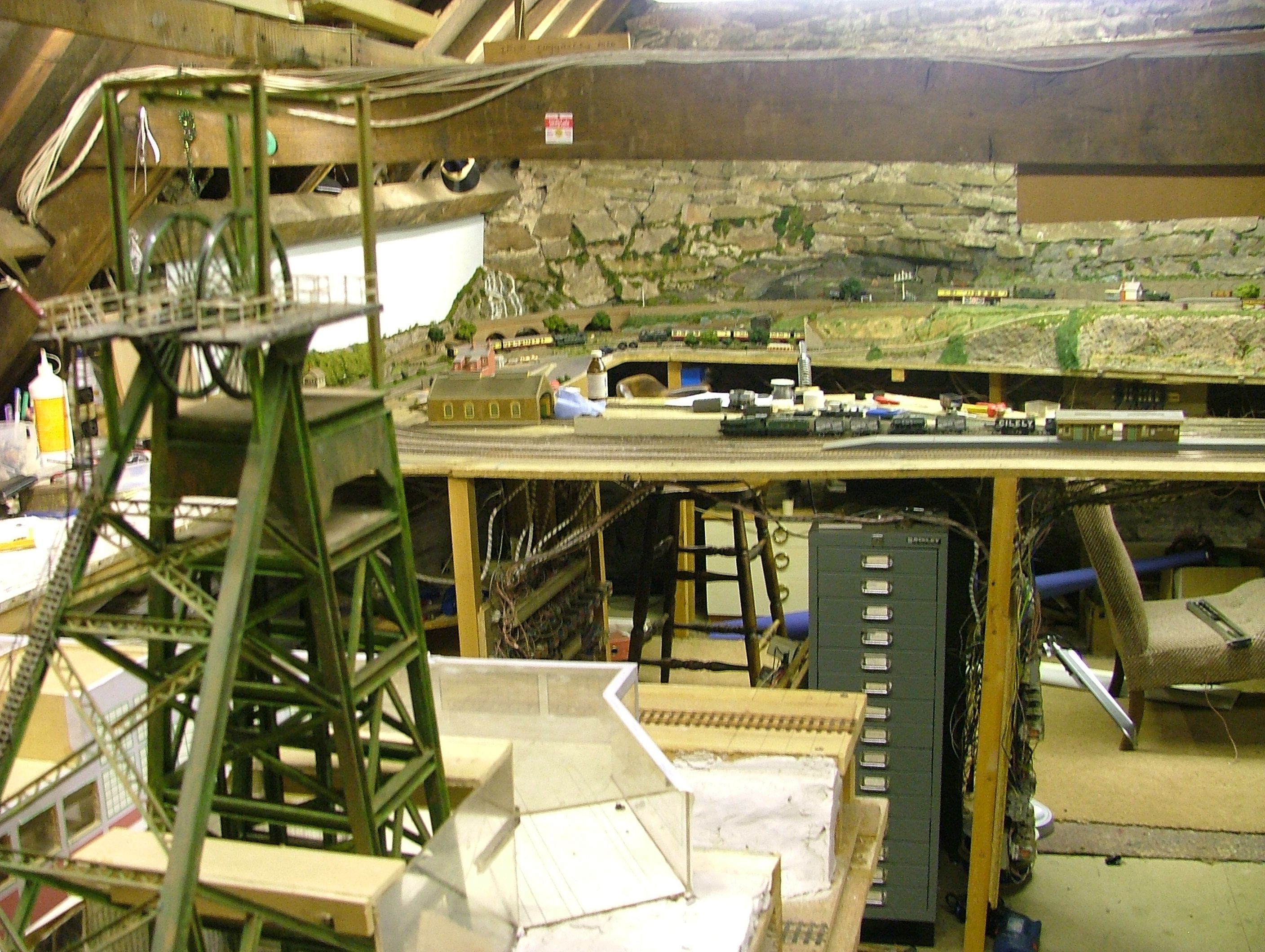 View of west part of the layout from behind the winding headgear