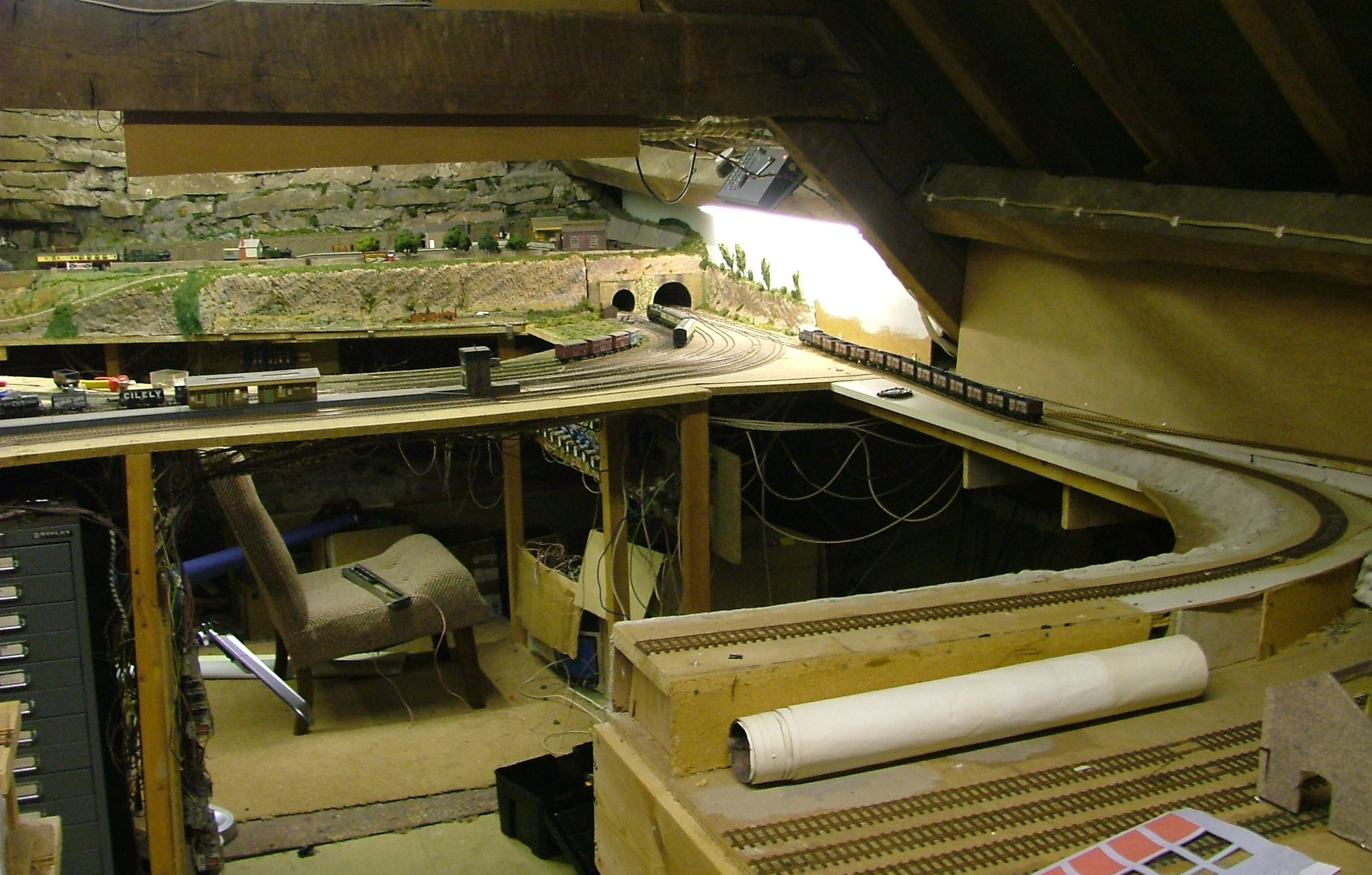 View of east part of the layout from behind the winding headgear